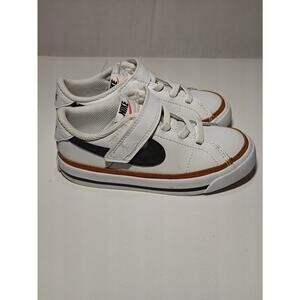 Nike White Black Brown Colorblock Low Top Sneakers Kids Hook & Loop Size 9c